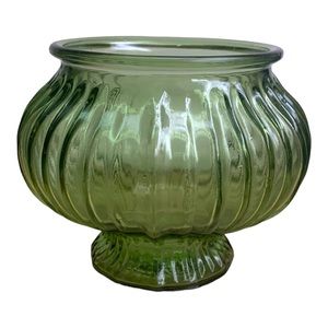 Vintage EO Brody Co. USA Olive Green Glass Flower Vase Planter Pot Decor Item